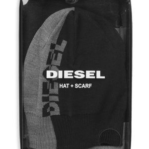 Diesel Colorblock Logo Hat and Scarf Set